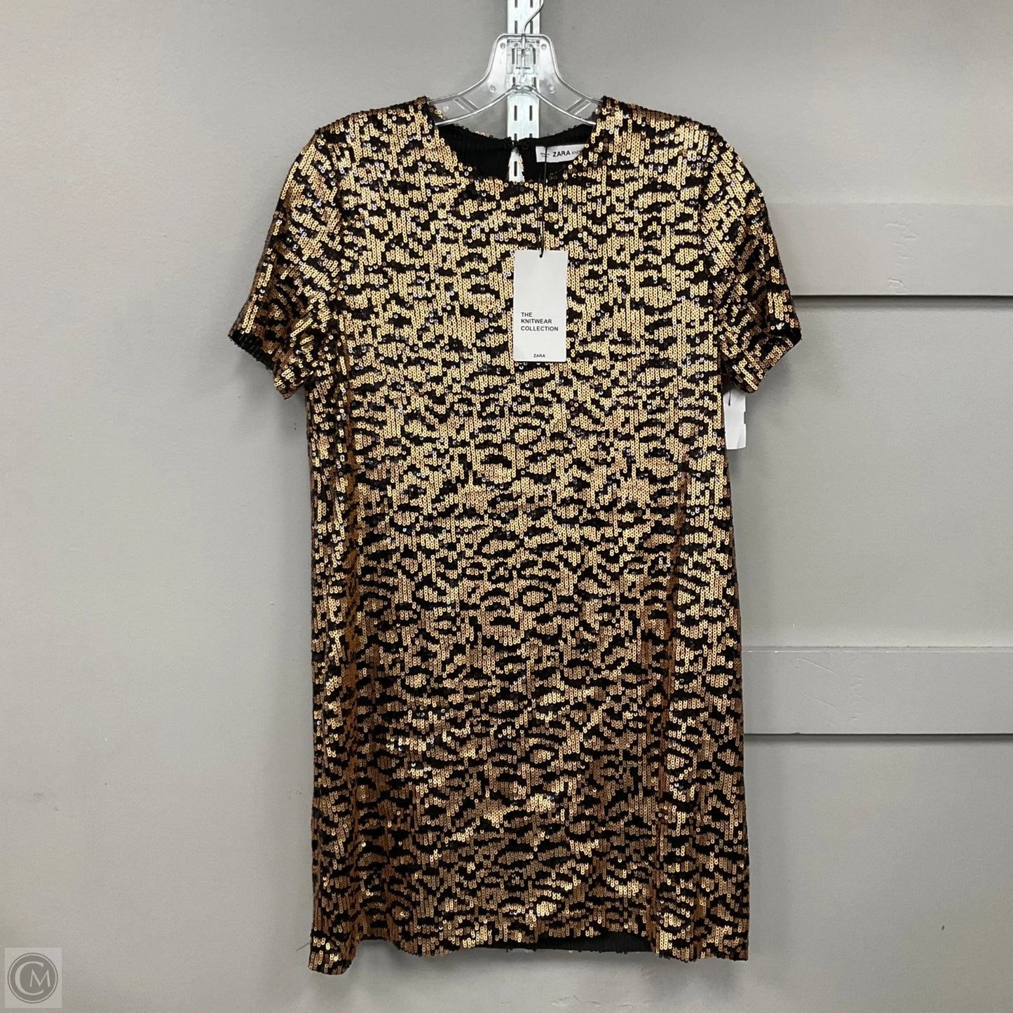 Dress Party Short By Zara In Black & Gold, Size: M