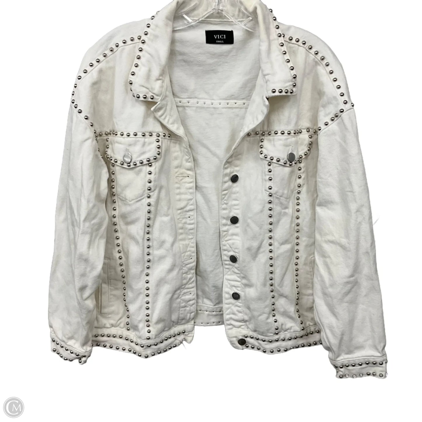 Jacket Denim By Vici In White Denim, Size: S