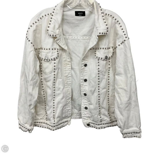 Jacket Denim By Vici In White Denim, Size: S