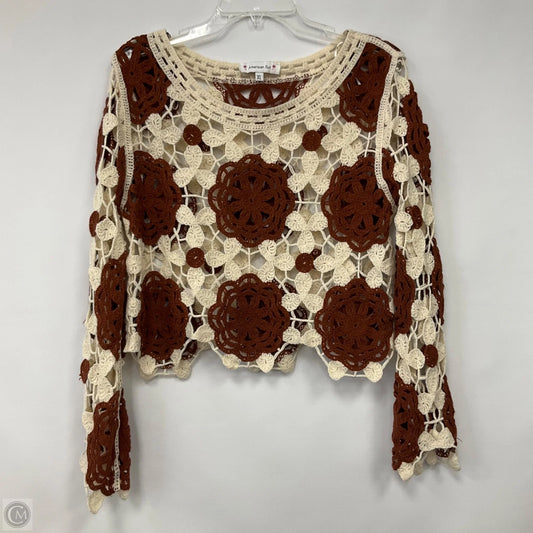 Top Long Sleeve By Clothes Mentor In Brown & Cream, Size: Xl