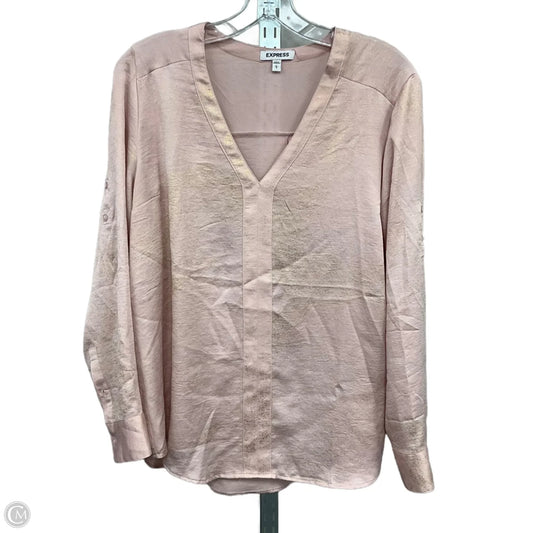 Blouse Long Sleeve By Express In Pink, Size: L