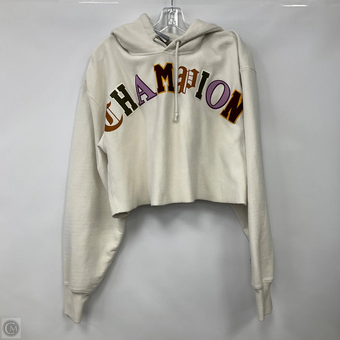 Sweatshirt Hoodie By Champion In Cream, Size: Xl