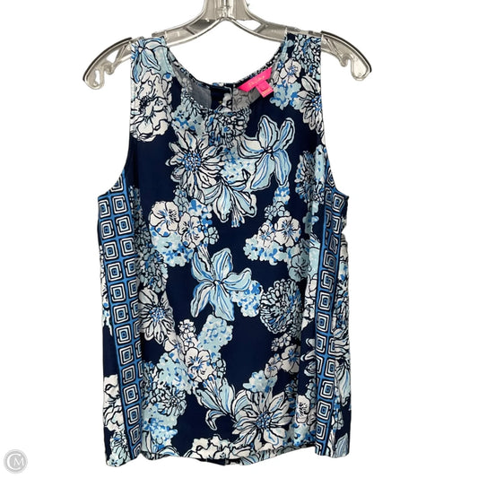 Top Sleeveless Designer By Lilly Pulitzer In Blue & White, Size: L