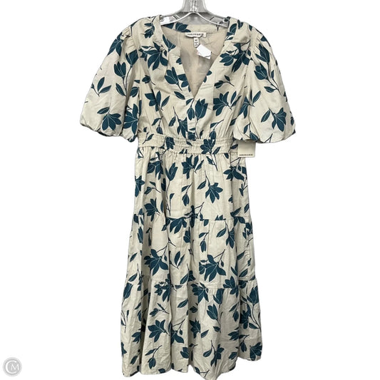 Dress Casual Midi By Clothes Mentor In Cream & Green, Size: M