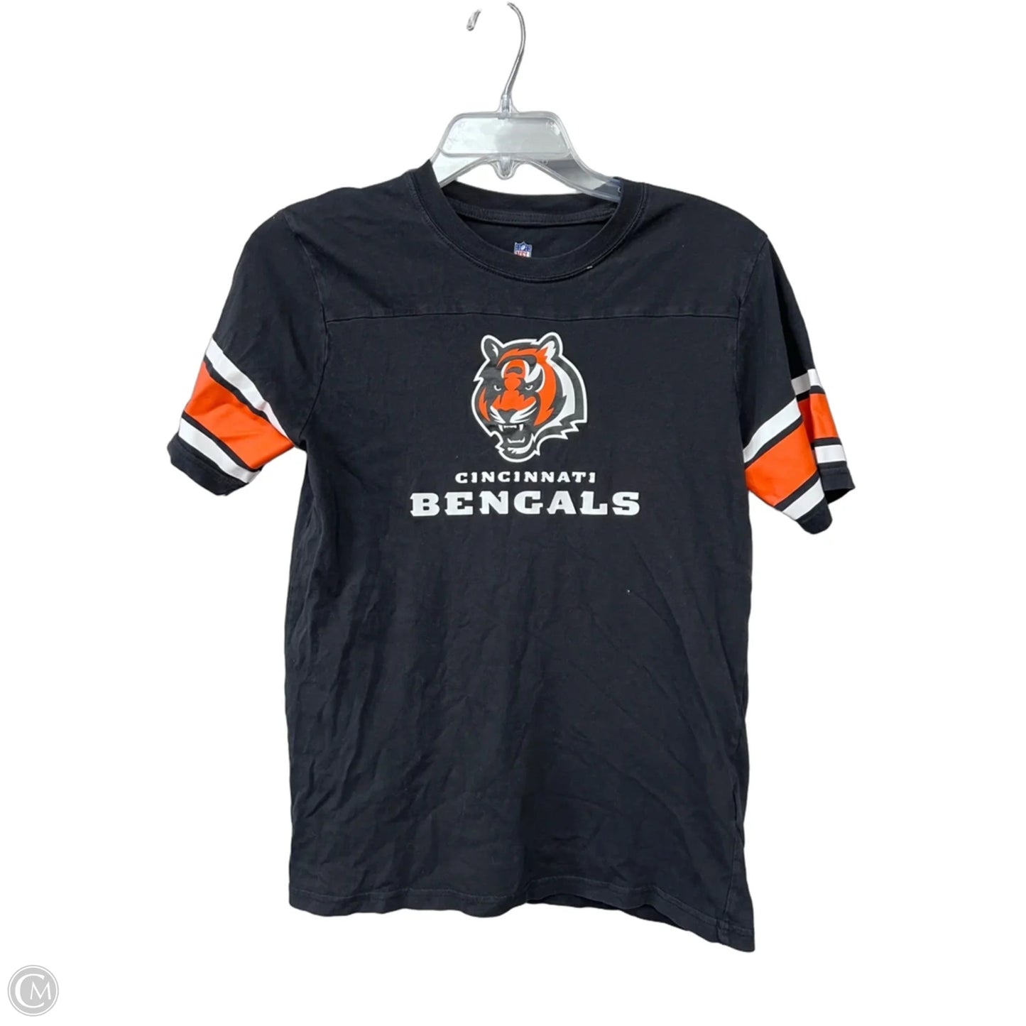 Top Short Sleeve By Nfl In Black & Orange, Size: L