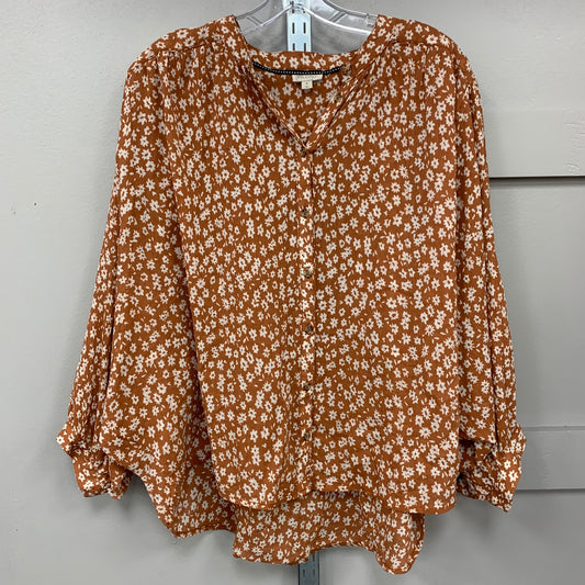 Top Long Sleeve By Pilcro In Brown, Size: M