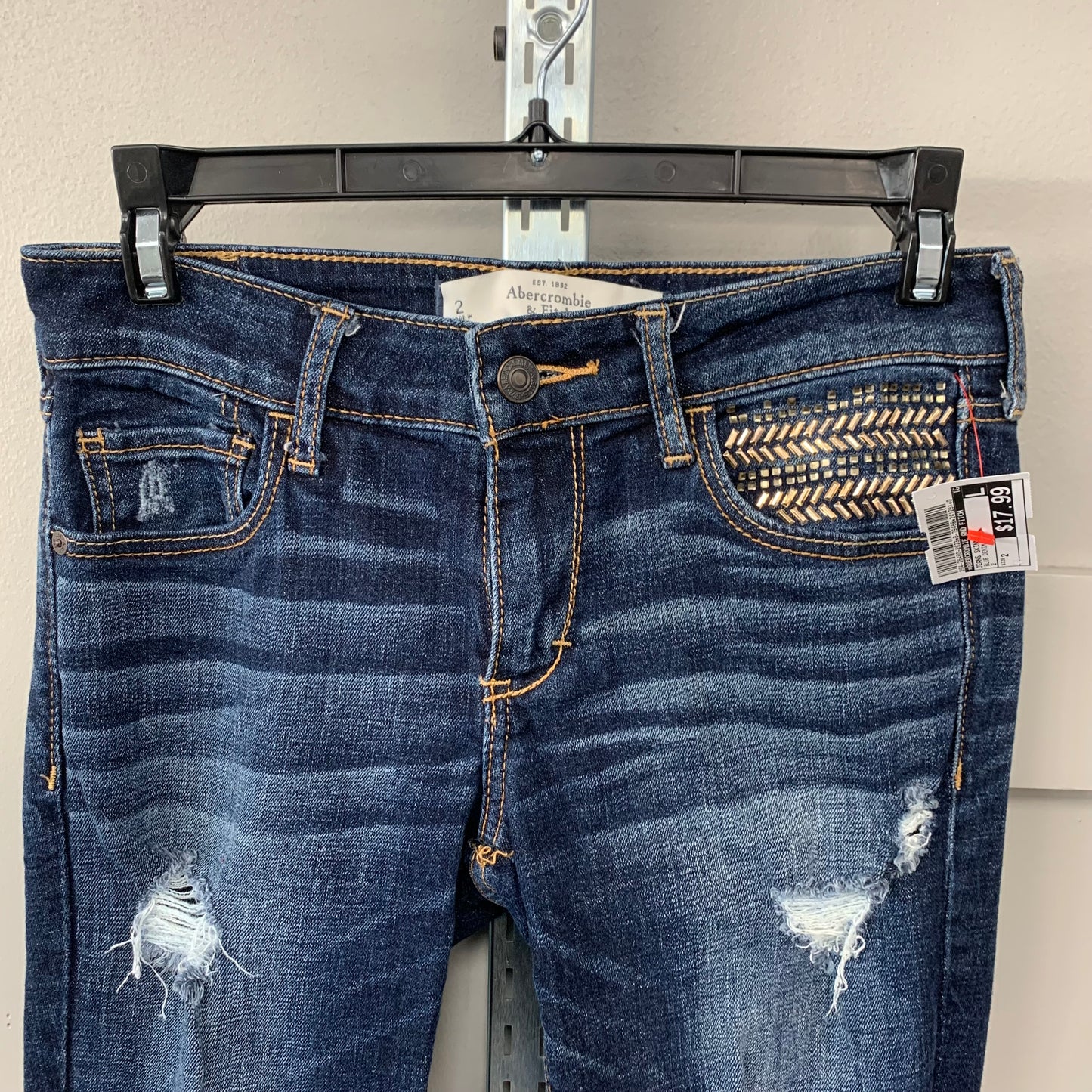 Jeans Skinny By Abercrombie And Fitch In Blue Denim, Size: 2