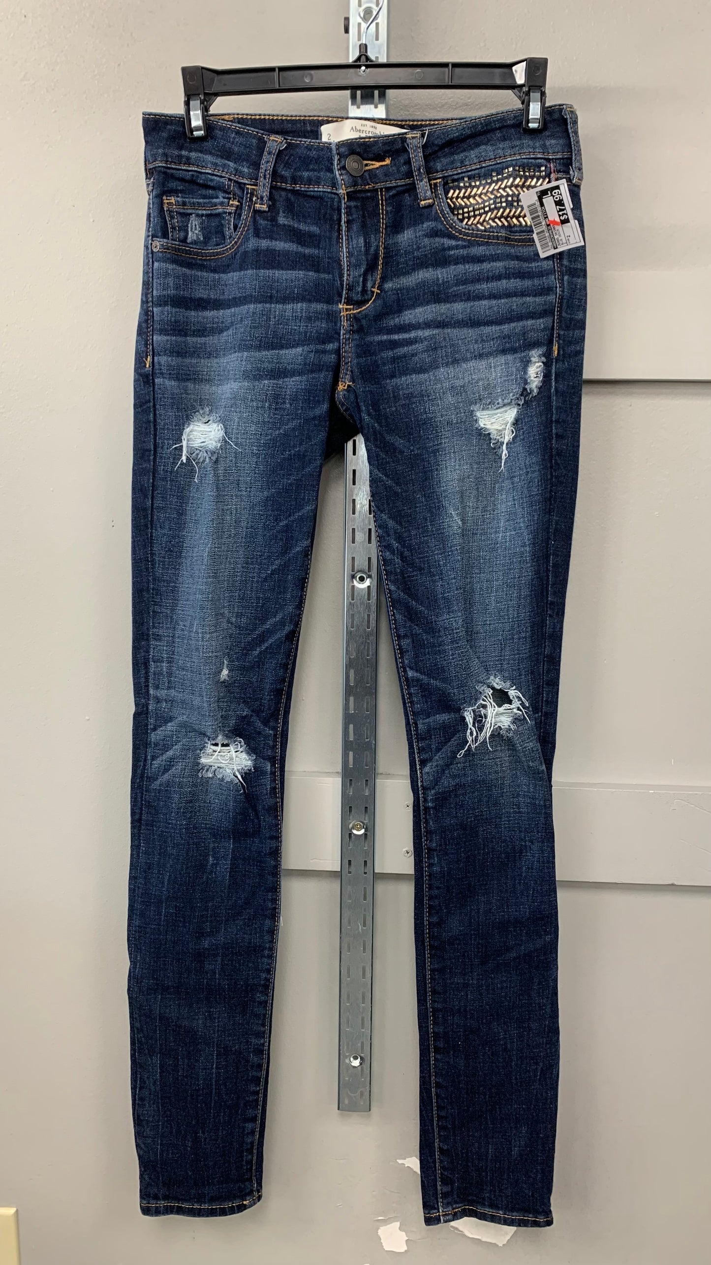 Jeans Skinny By Abercrombie And Fitch In Blue Denim, Size: 2