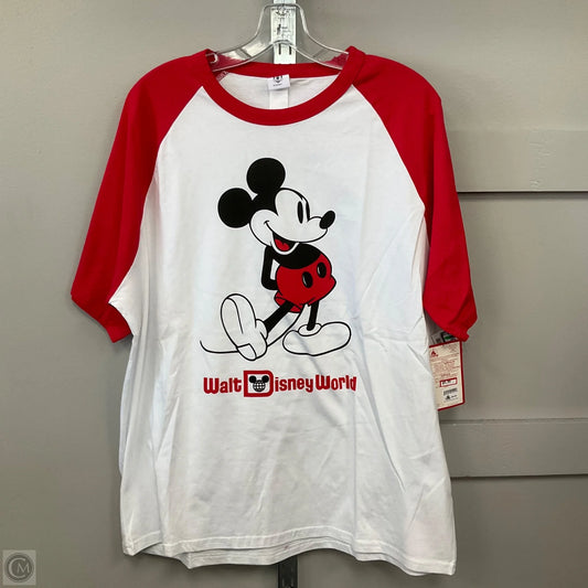 Top Short Sleeve Basic By Disney In Red & White, Size: Xl