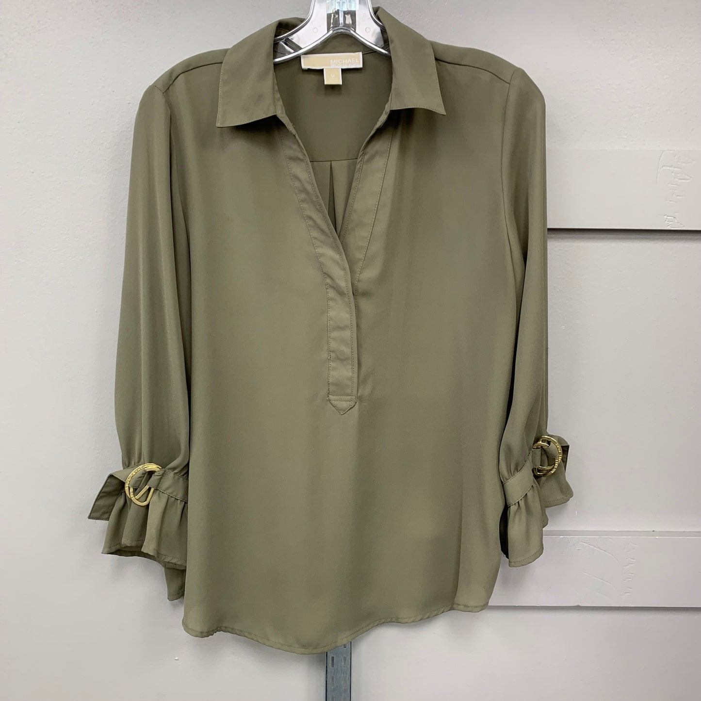 Top Long Sleeve By Michael Kors In Green, Size: M