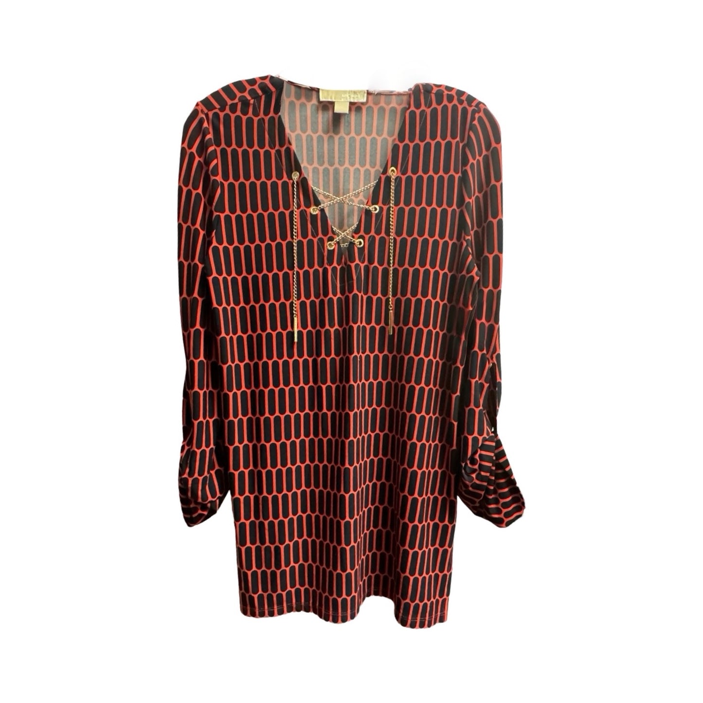 Top 3/4 Sleeve By Michael By Michael Kors In Black & Red, Size: M