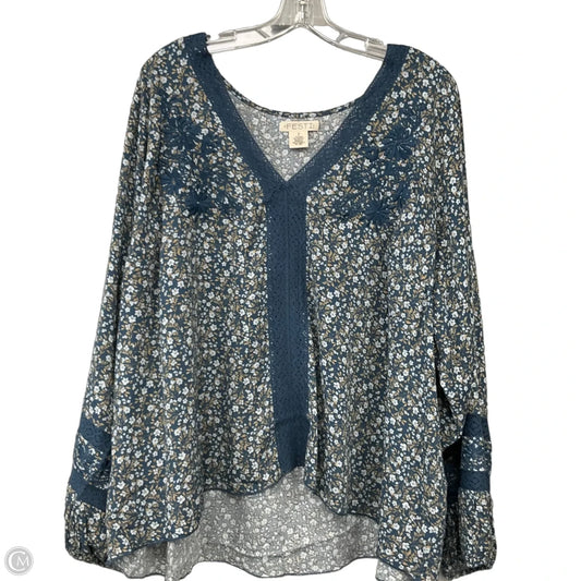 Top Long Sleeve By Clothes Mentor In Blue, Size: 2x