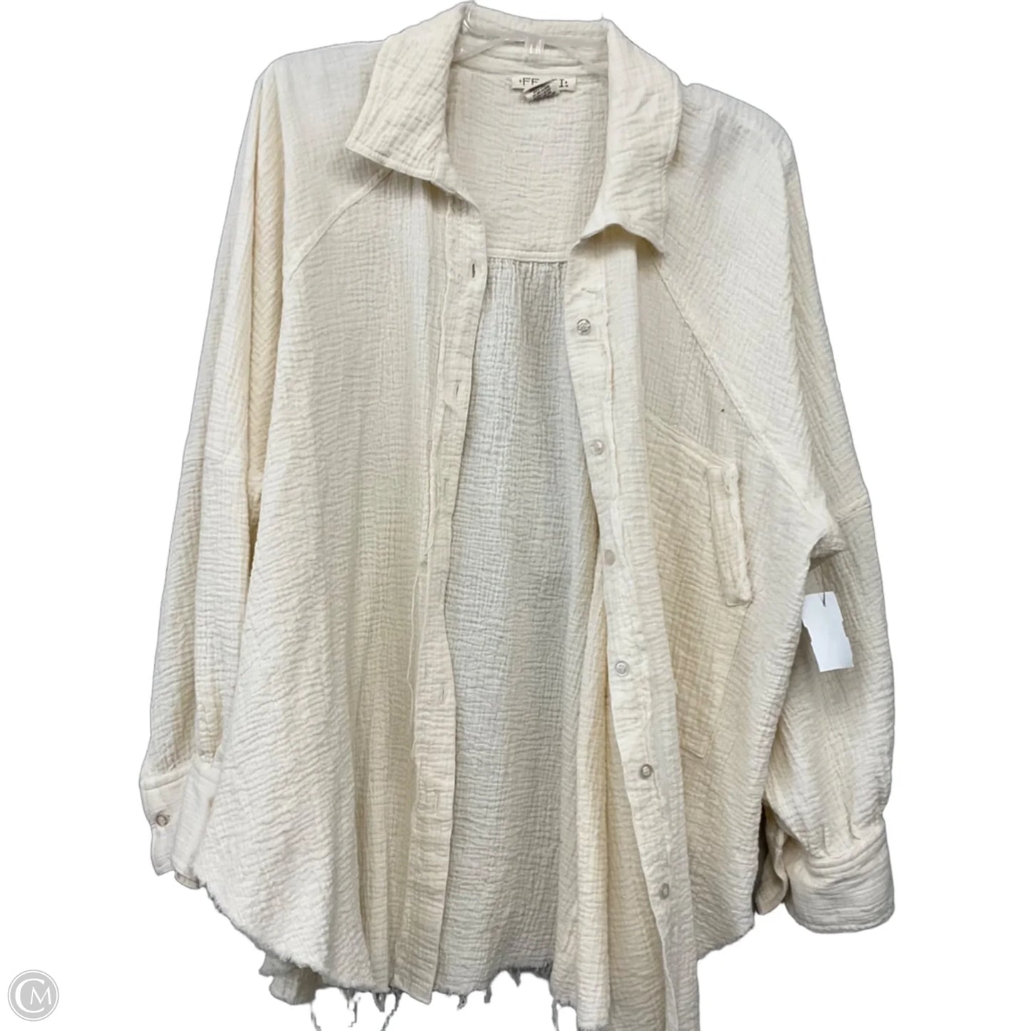Top Long Sleeve By Clothes Mentor In Cream, Size: 1x