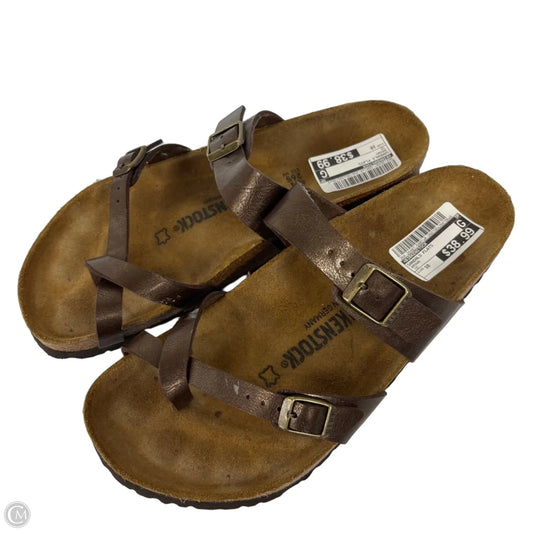 Sandals Flats By Birkenstock In Brown, Size: 10