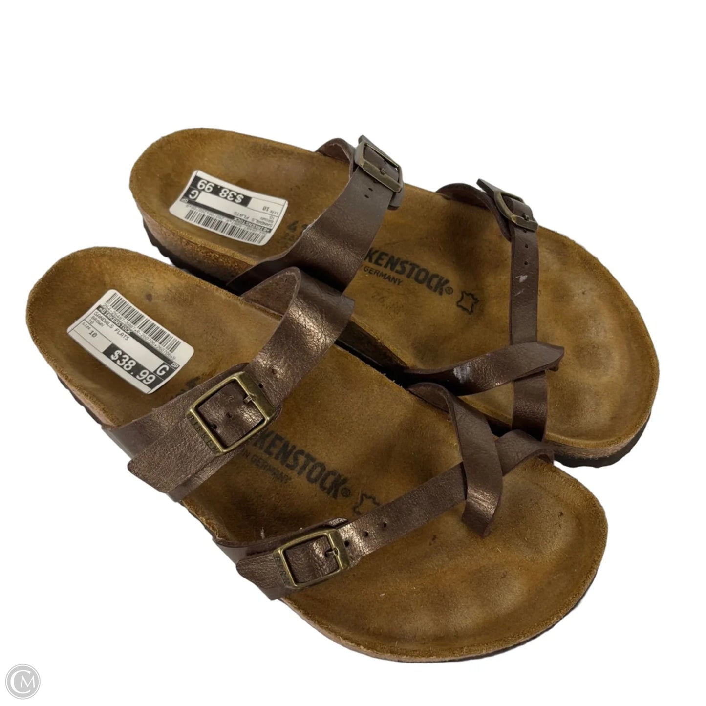Sandals Flats By Birkenstock In Brown, Size: 10