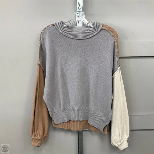 Sweater By Blu Pepper In Brown & Grey, Size: M