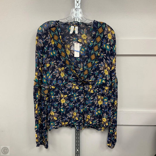 Top Long Sleeve By Meadow Rue In Blue, Size: L
