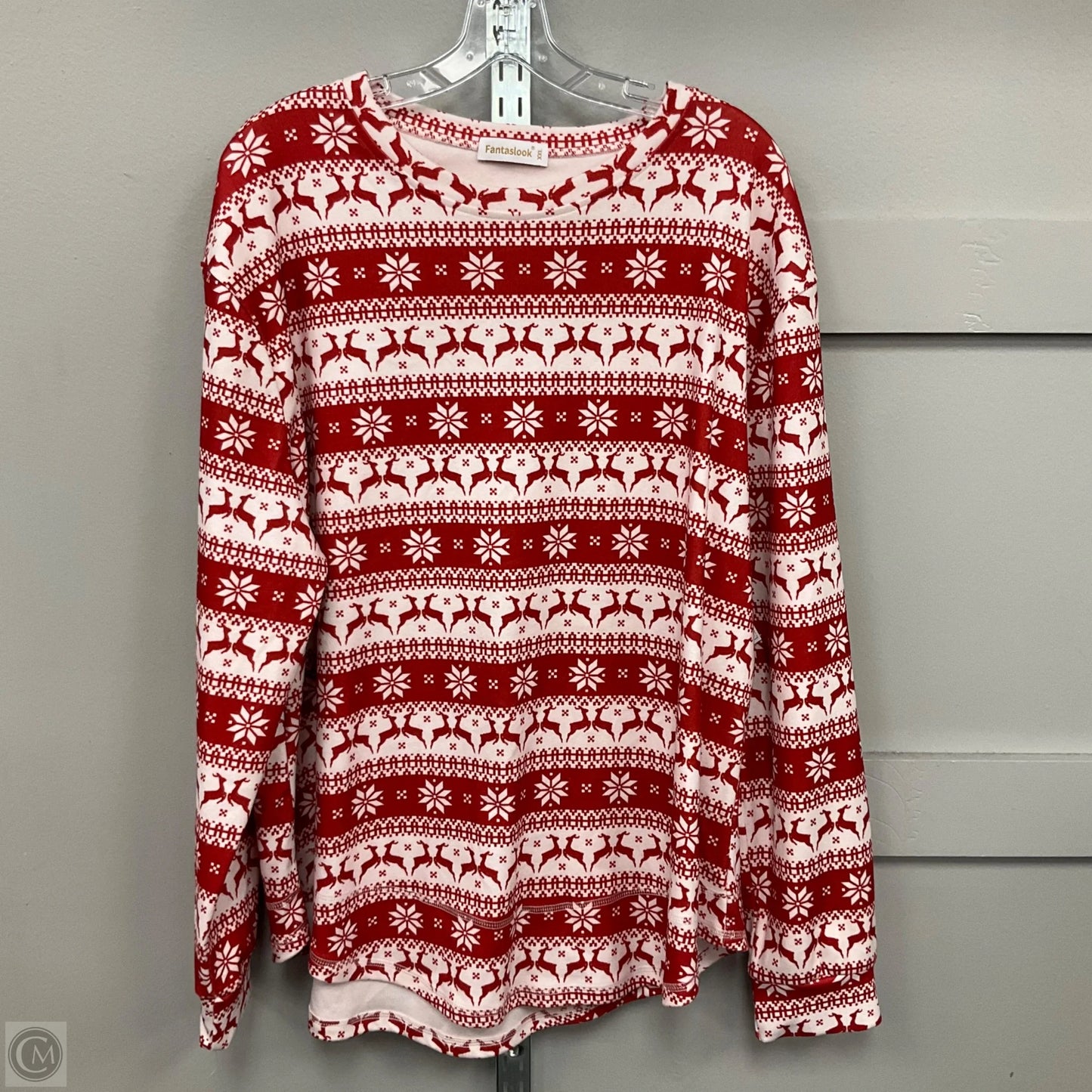 Top Long Sleeve By Clothes Mentor In Red & White, Size: Xxl