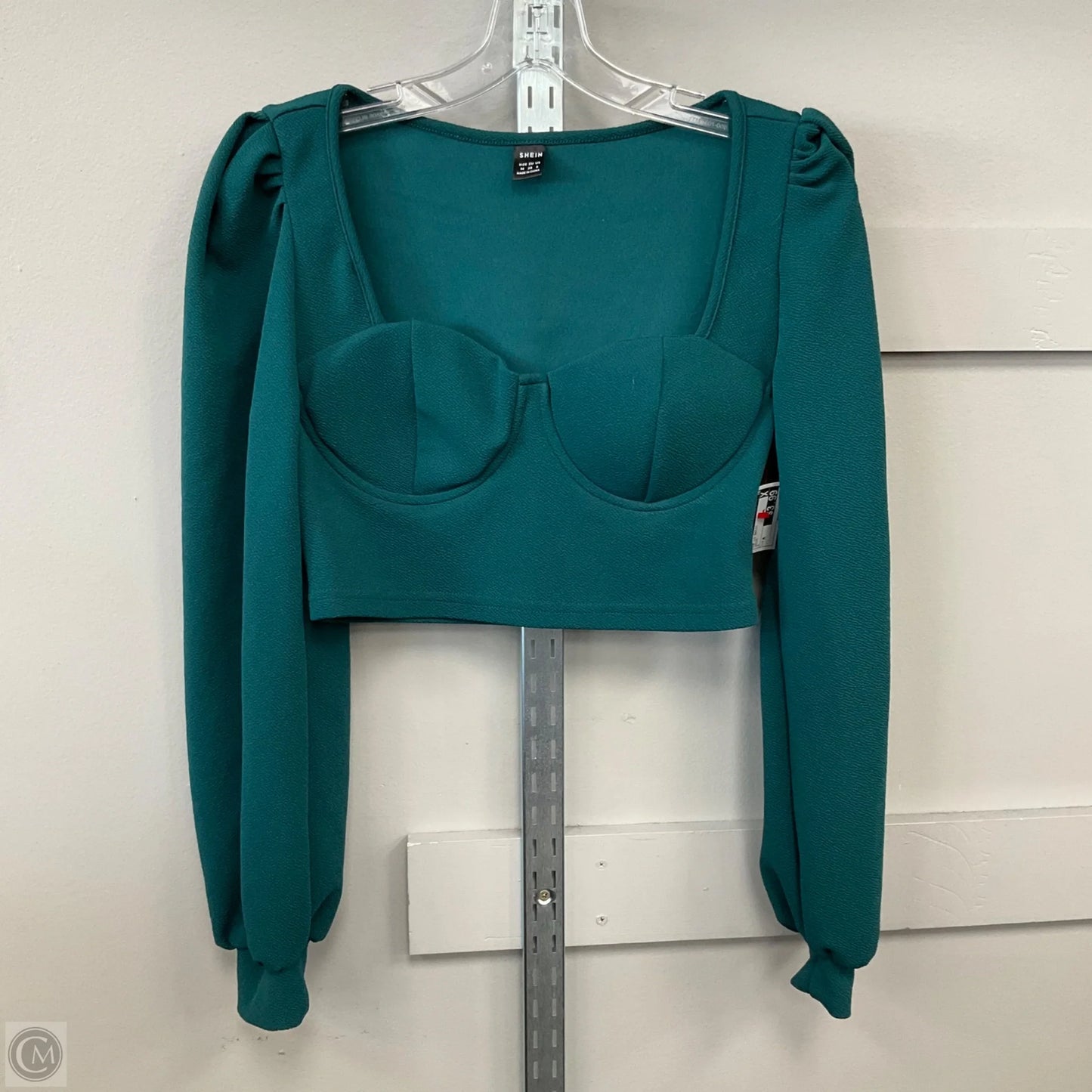 Top Long Sleeve Basic By Shein In Green, Size: M