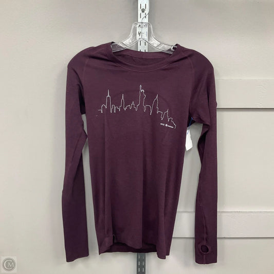 Athletic Top Long Sleeve Crewneck By Lululemon In Purple, Size: 8