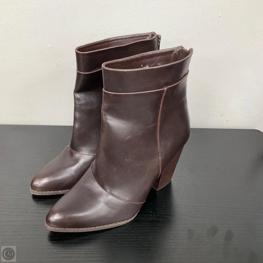 Boots Ankle Heels By Clothes Mentor In Maroon, Size: 8