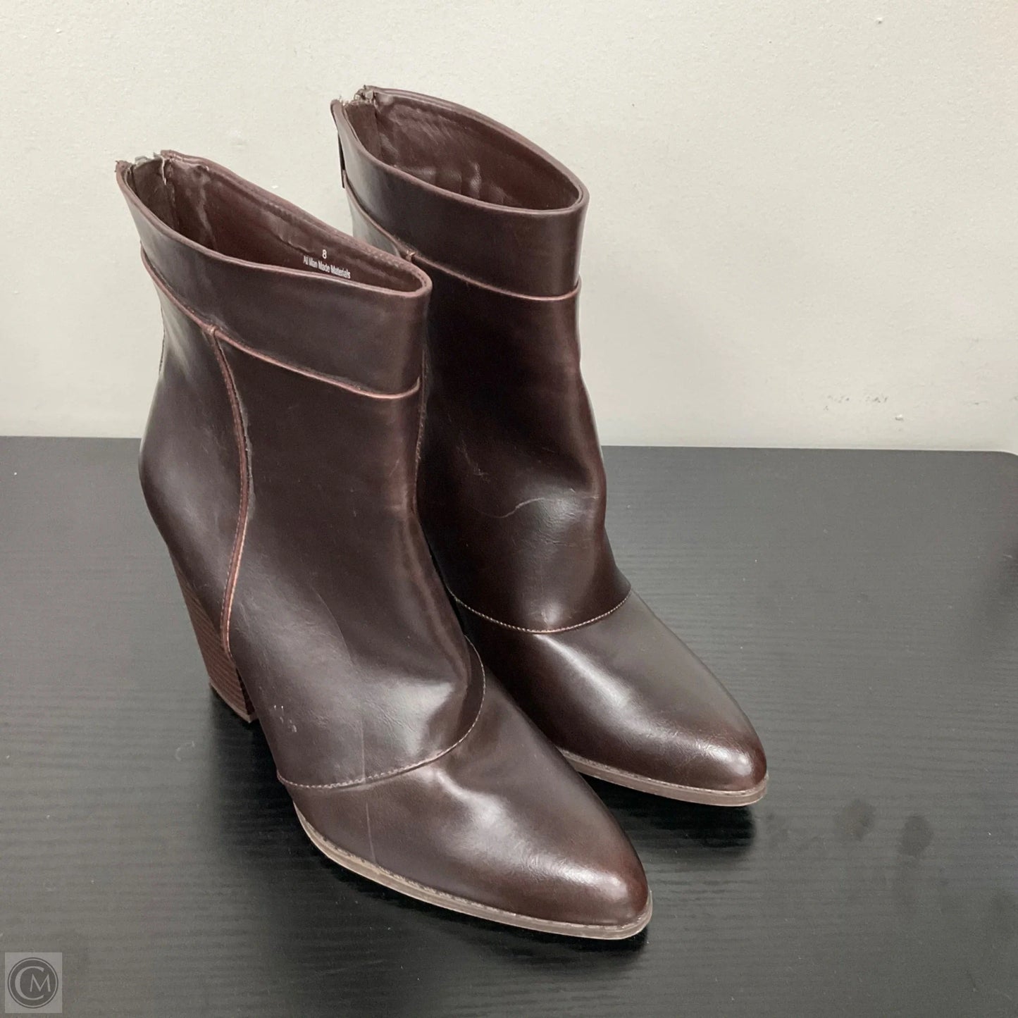 Boots Ankle Heels By Clothes Mentor In Maroon, Size: 8