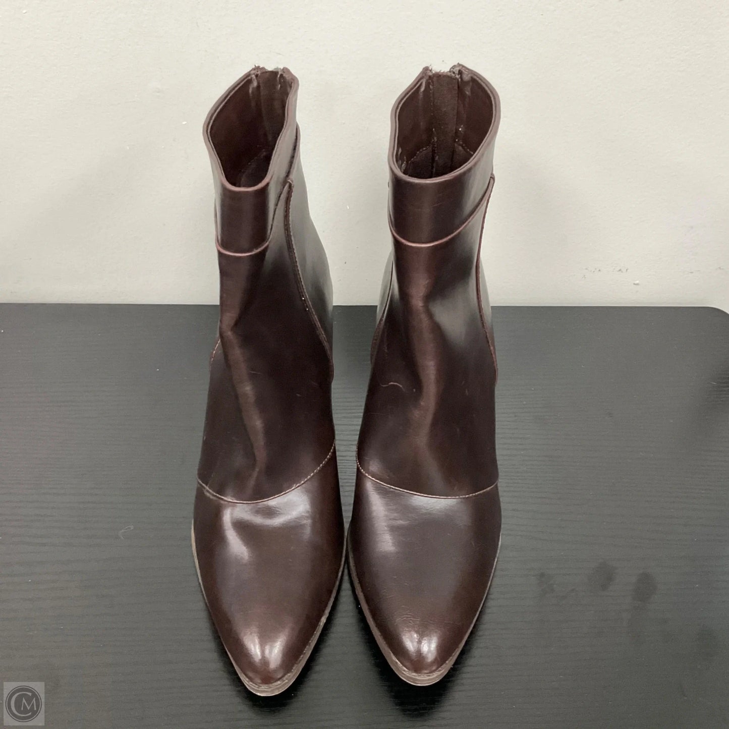 Boots Ankle Heels By Clothes Mentor In Maroon, Size: 8