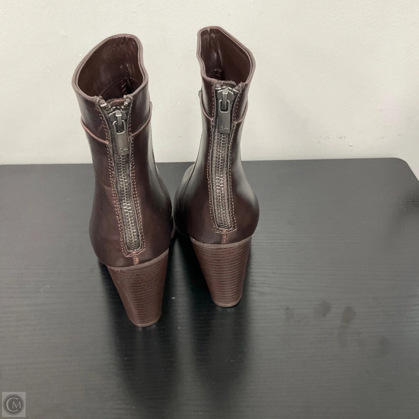 Boots Ankle Heels By Clothes Mentor In Maroon, Size: 8