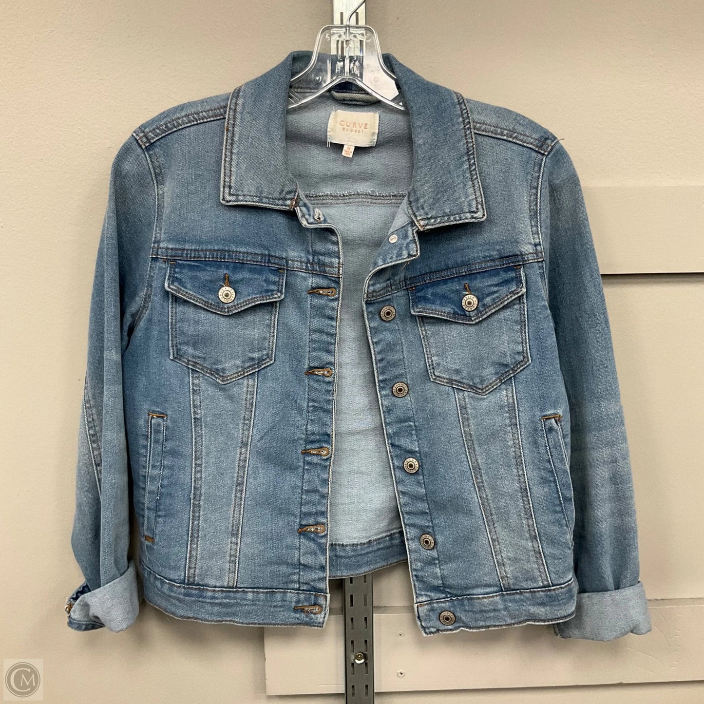 Jacket Denim By Curve Appeal In Blue Denim, Size: S