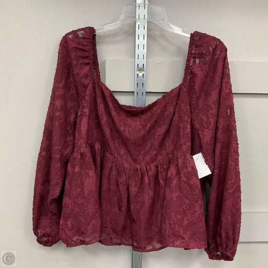 Top Long Sleeve By Arula In Maroon, Size: 1x