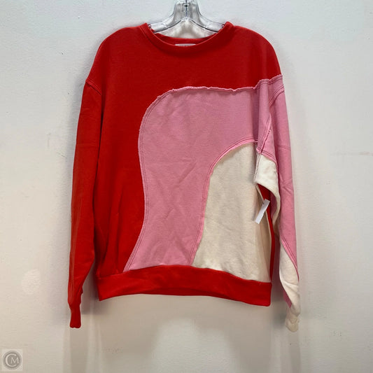 Sweatshirt Crewneck By Bucketlist In Pink & Red, Size: S