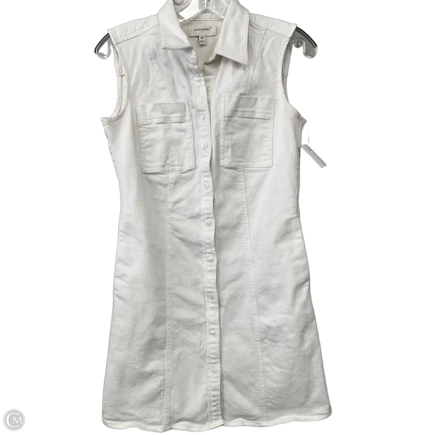Dress Casual Midi By Banana Republic In White Denim, Size: Xs