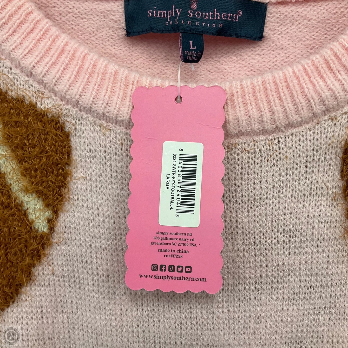 Sweater By Simply Southern In Pink, Size: L