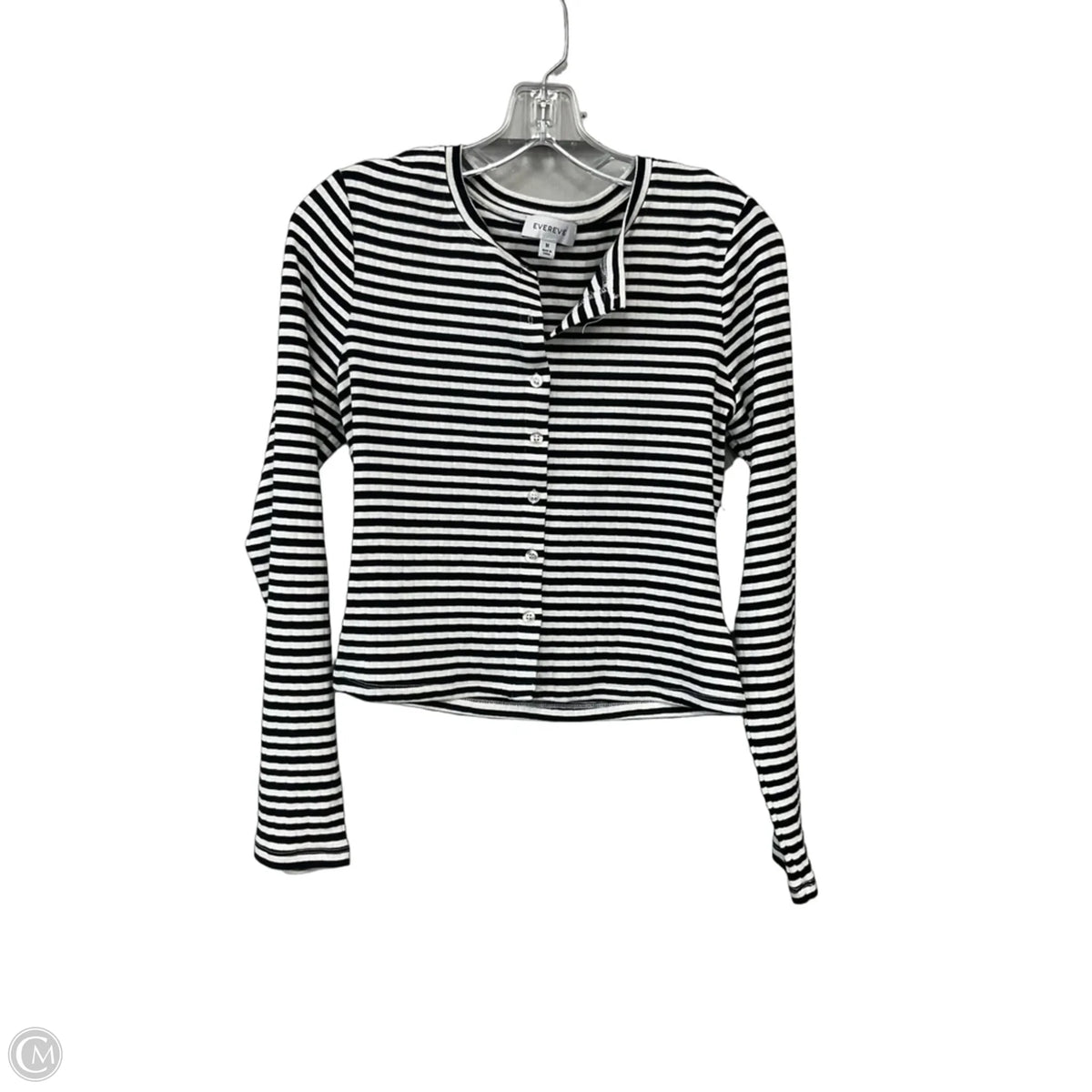 Top Long Sleeve By Evereve In Striped Pattern, Size: M