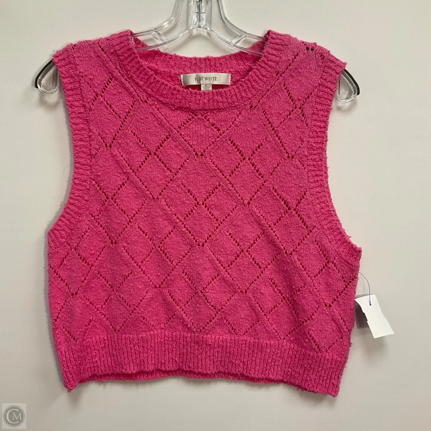Vest Sweater By Flat White In Pink, Size: L
