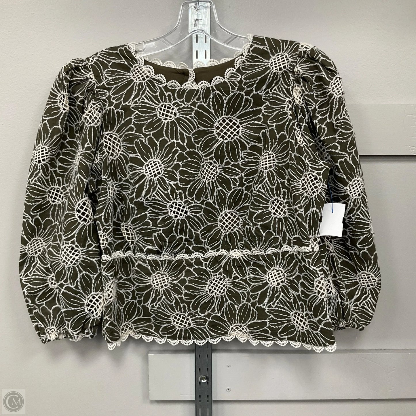 Top Long Sleeve By Express In Green & White, Size: L