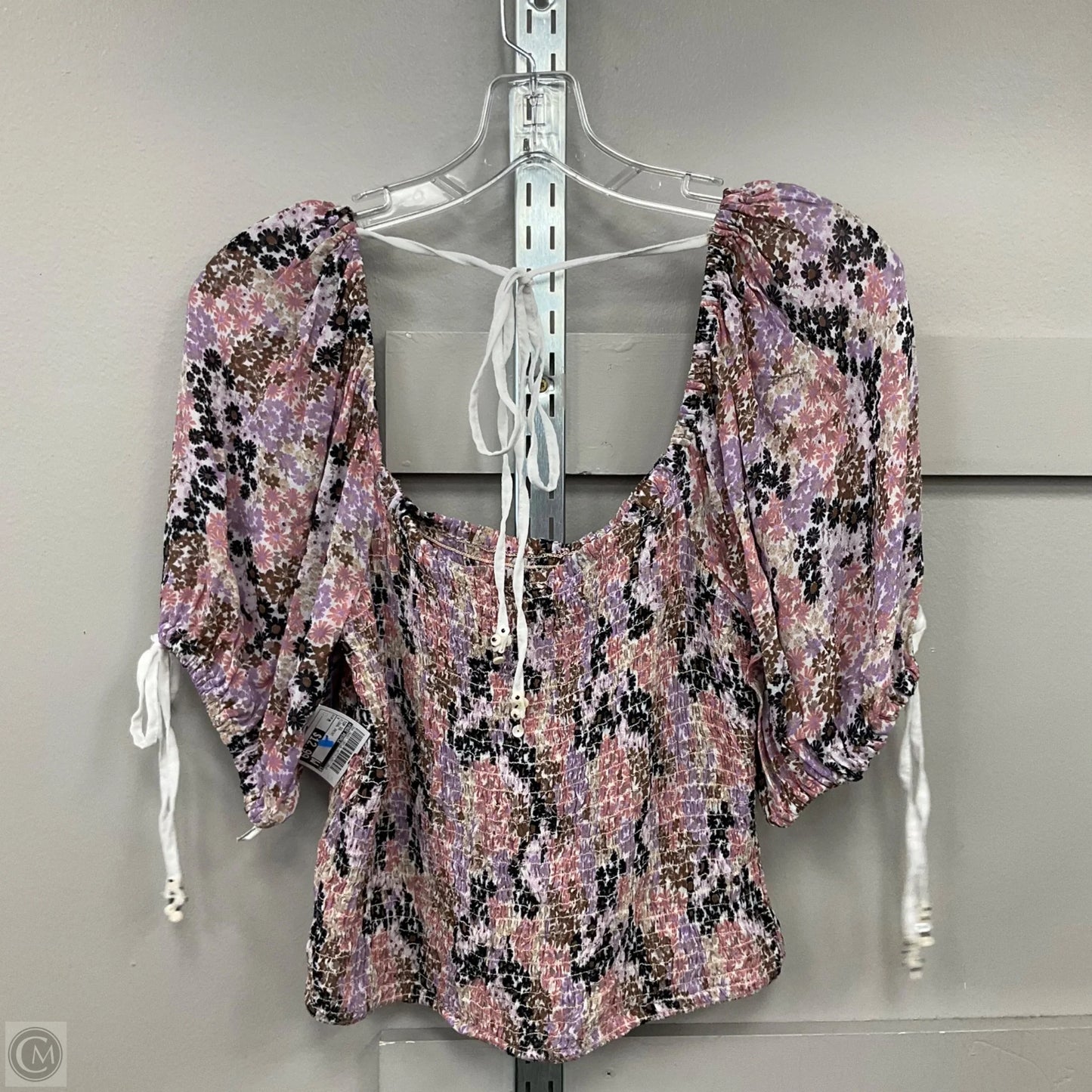 Top Short Sleeve By Free People In Floral Print, Size: M