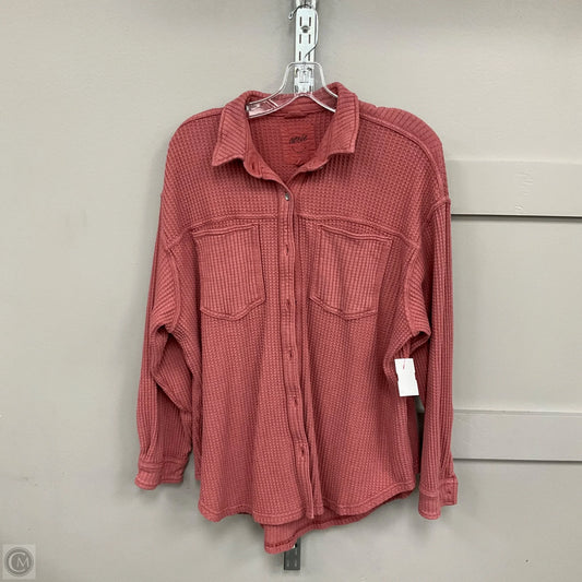 Jacket Shirt By Aerie In Coral, Size: L