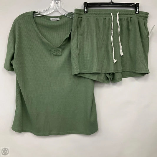 Top 2pc Short Sleeve By Ekouaer In Green, Size: L