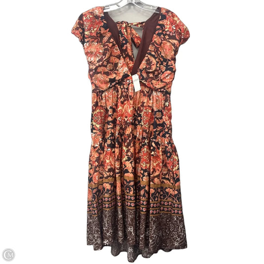 Dress Casual Midi By Anthropologie In Floral Print, Size: 4