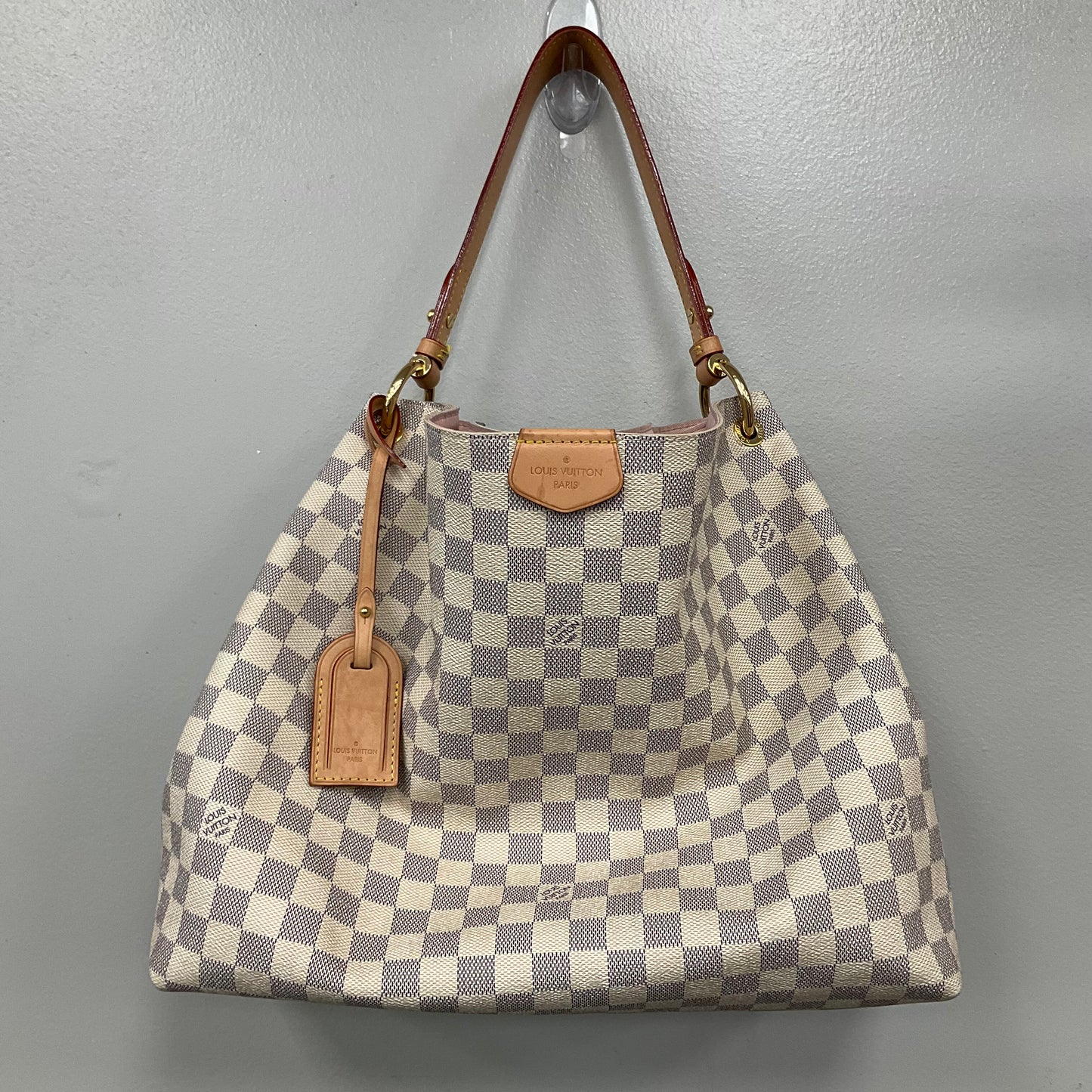 Handbag Luxury Designer By Louis Vuitton In Checkered Pattern, Size:Medium