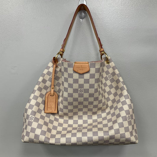 Handbag Luxury Designer By Louis Vuitton In Checkered Pattern, Size:Medium