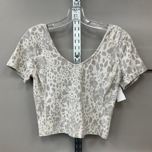 Athletic Top Ss By Lululemon In Cream & Grey, Size:S