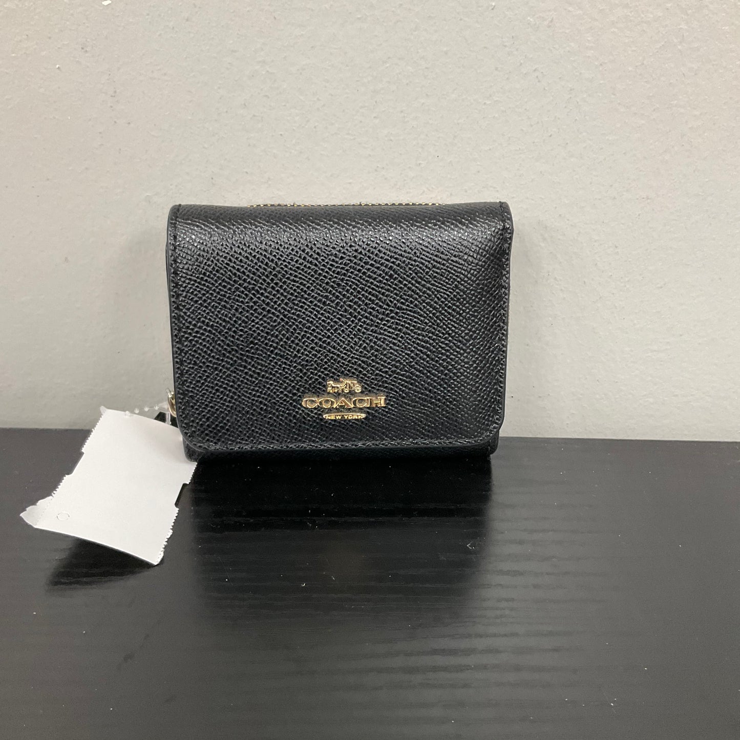 Wallet Designer By Coach In Black & Gold, Size:Small