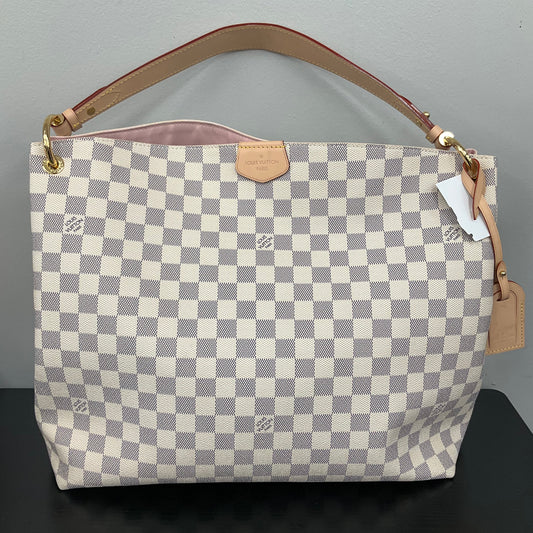Handbag Luxury Designer By Louis Vuitton In Checkered Pattern, Size:Medium