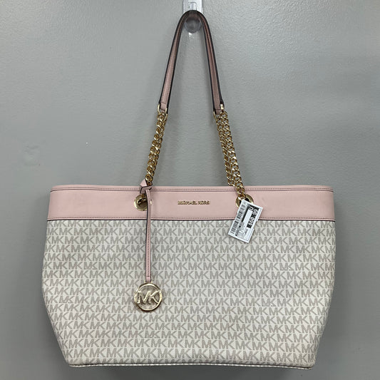 Tote Designer By Michael Kors In Pink & White, Size:Large