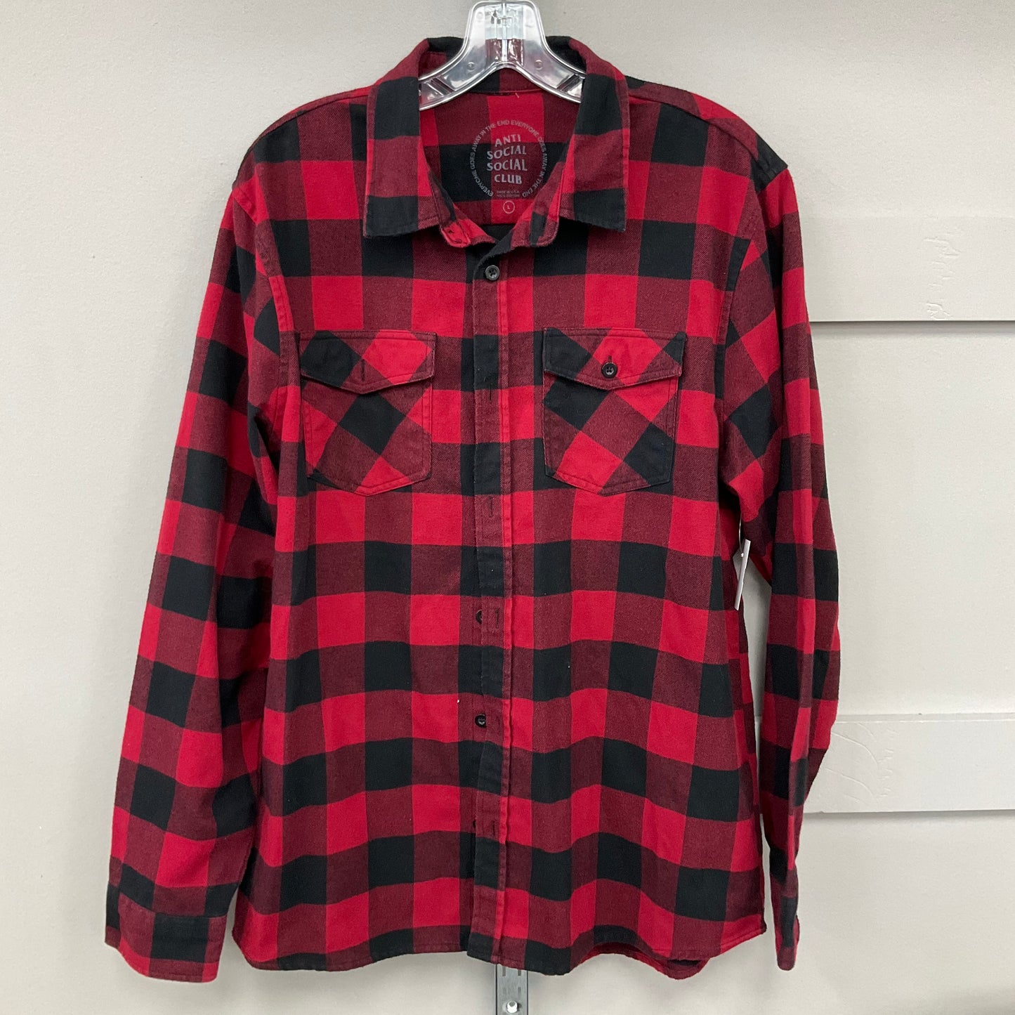 Top Ls By Anti Social Social Club In Plaid Pattern, Size:L