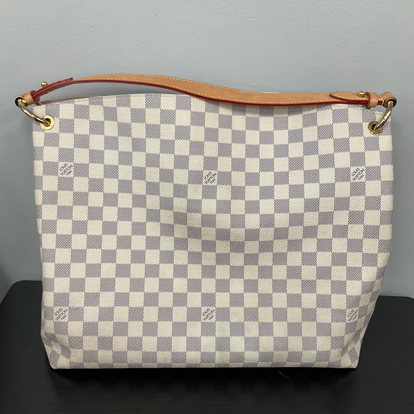 Handbag Luxury Designer By Louis Vuitton In Checkered Pattern, Size:Medium