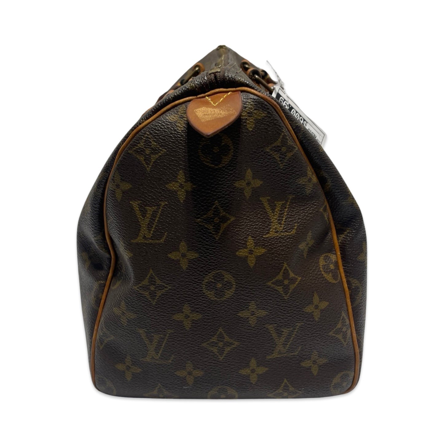 Speedy 30 Coated Canvas Monogram Brown with Brass Hardware Handbag Luxury Designer By Louis Vuitton Size: Medium