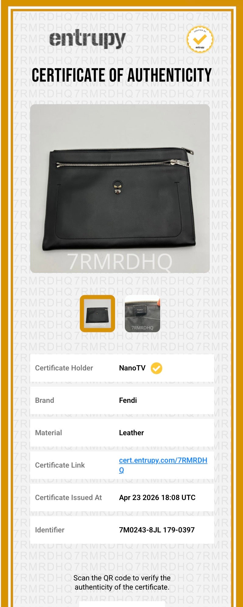 Clutch Luxury Designer By Fendi, Size: Large